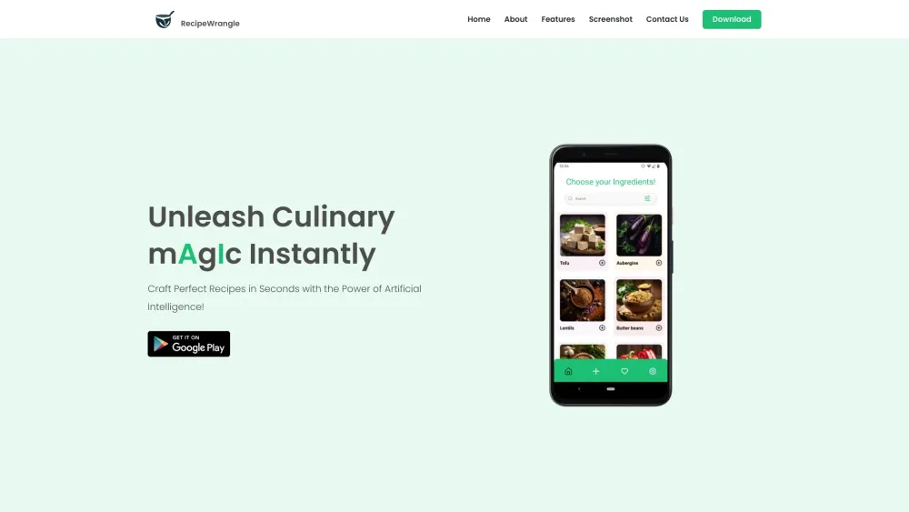 RecipeWrangle Website screenshot