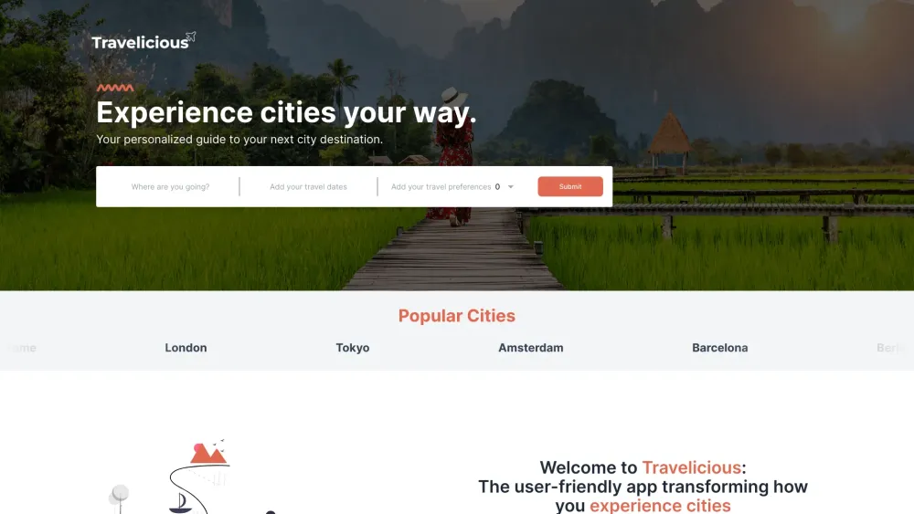 Travelicious Website screenshot