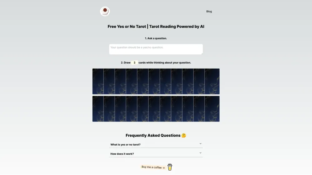 AI Yes or No Tarot Website screenshot