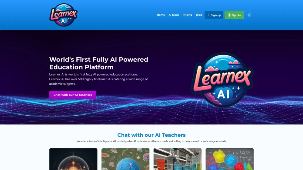 Learnex AI Website screenshot