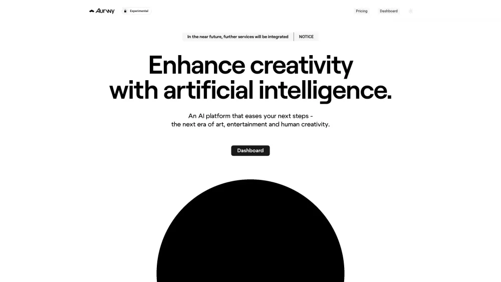 Aurwy | AI Creativity Website screenshot