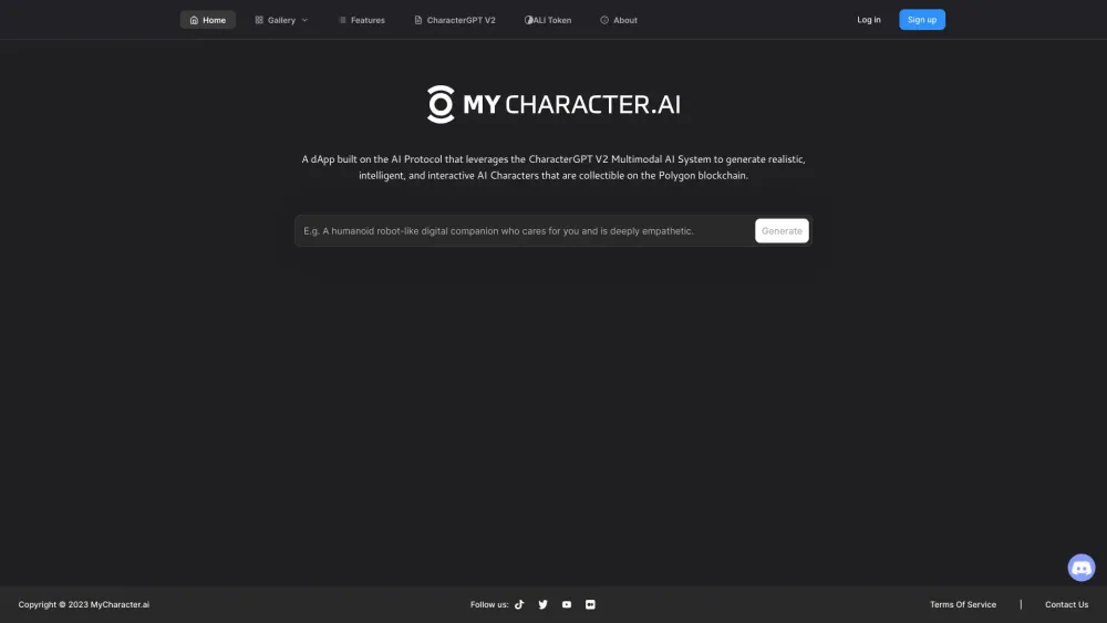 MyCharacter.AI Website-Screenshot