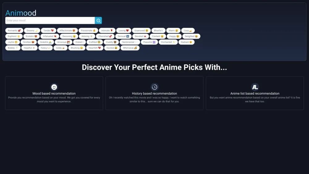 Animood Website screenshot