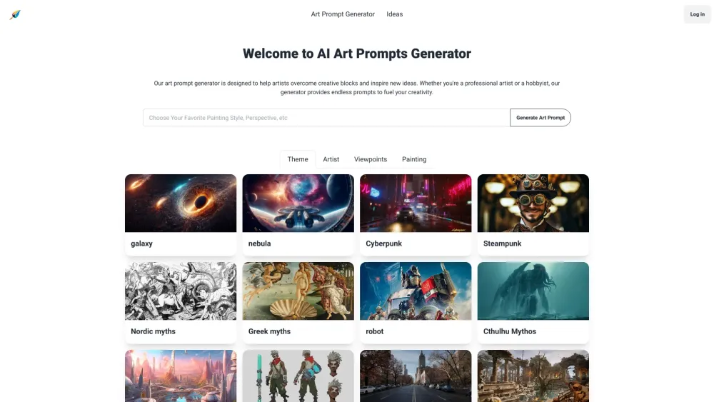 AI Art Prompt Generator Website screenshot