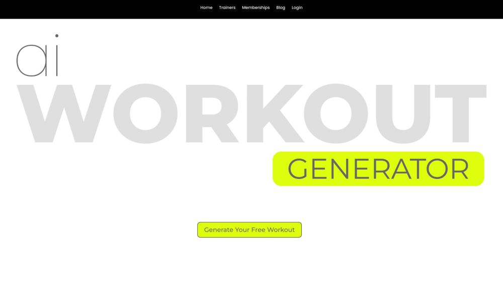 Ai Workout Generator Website screenshot