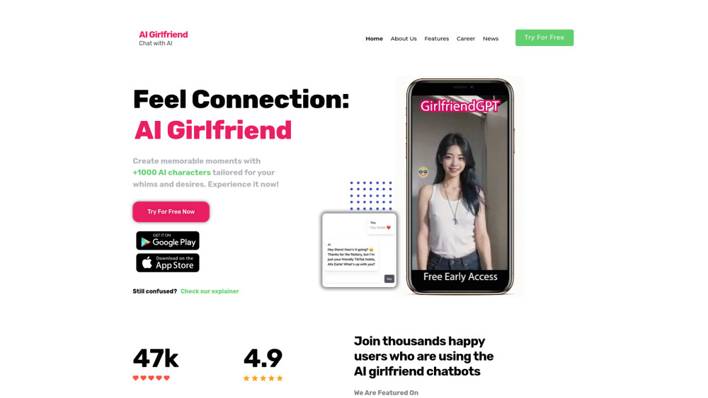 AI Girlfriend Website screenshot