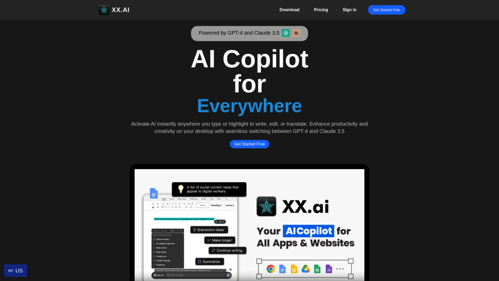 XX.AI Website-Screenshot