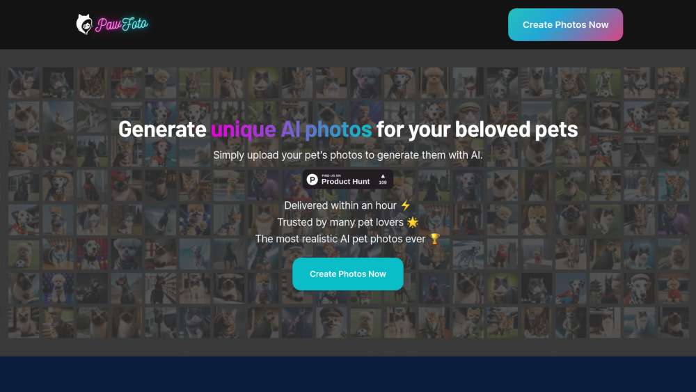 PawFoto Website screenshot