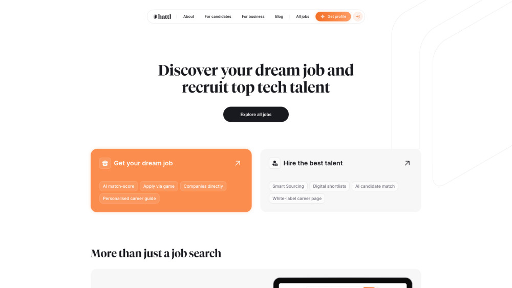 Hattl: Recruitment Software with AI Candidate Screening Website screenshot