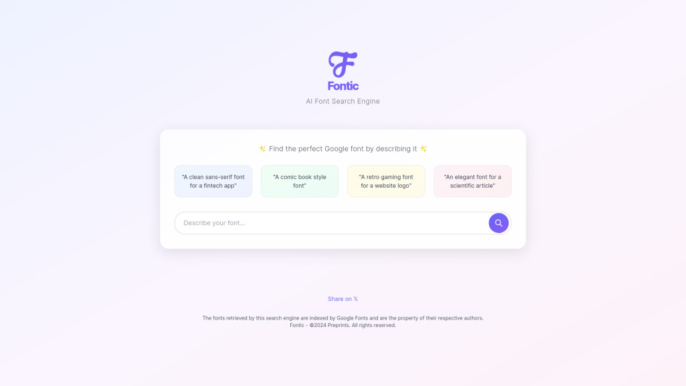 Fontic - KI-Schriftarten-Suchmaschine Website Screenshot