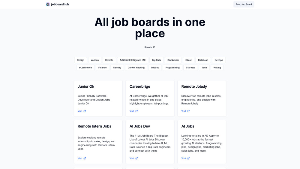 Job Board Hub Website screenshot