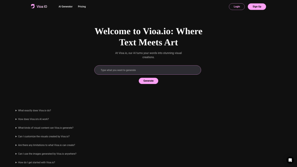 Vioa.io Website screenshot