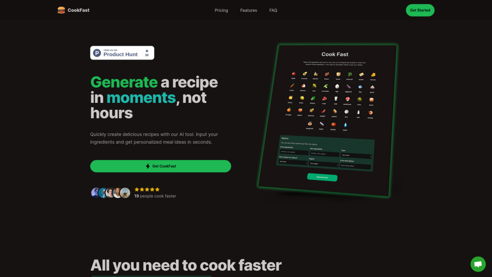 CookFast Website screenshot