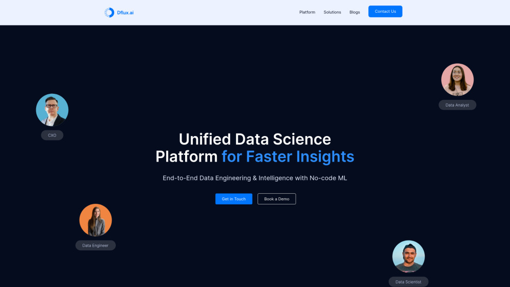 Dflux.ai - Unified Data Science Platform Website screenshot