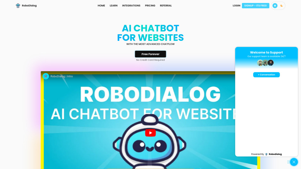 RoboDialogのウェブサイトのスクリーンショット