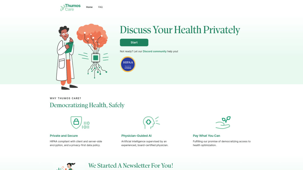 Thumos Care Website screenshot