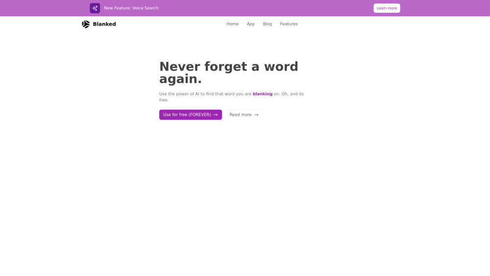 Blanked: AI Word Finder Website screenshot