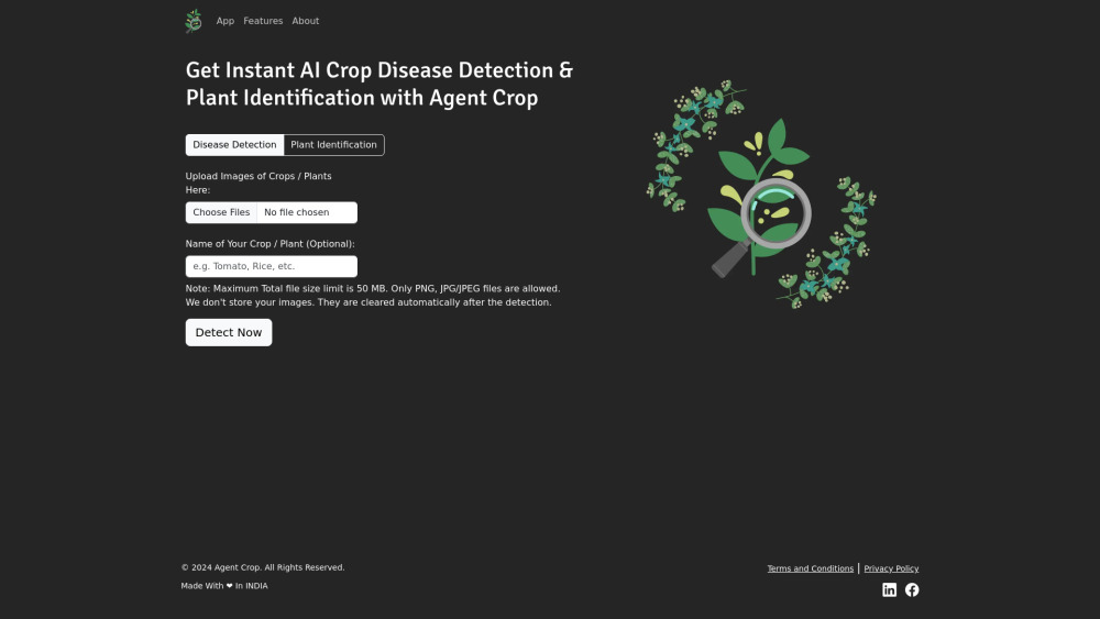 Agent Crop Website screenshot