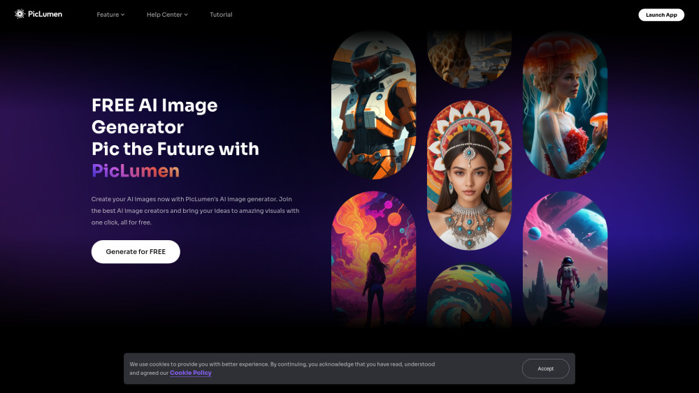 PicLumen AI Image Generator Website screenshot