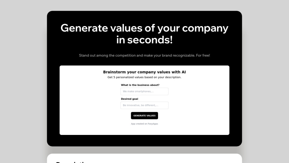 Company Values Generator