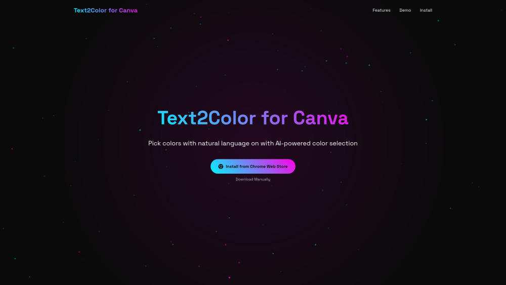 Text2Color for Canva Website screenshot