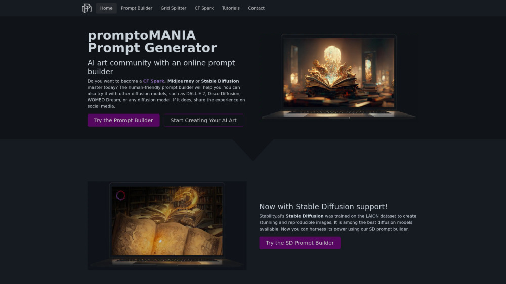 PromptoMANIA Website screenshot