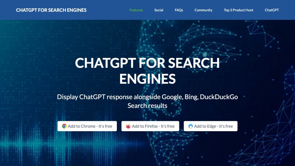 ChatGPT for Search Engines - Chatonai Website screenshot