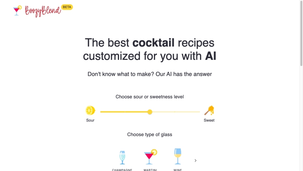 CocktailAI Website screenshot