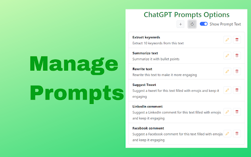 ChatGPT Prompts Manager - Chrome Extension