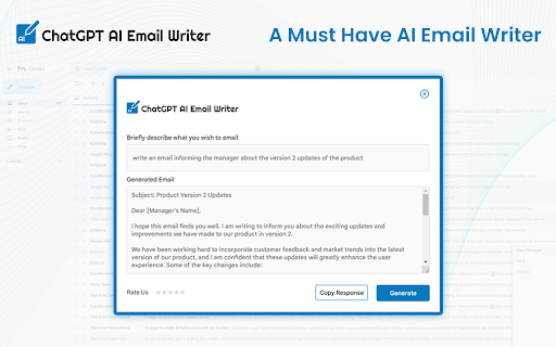 ChatGPT for Gmail - Chrome Extension Website screenshot