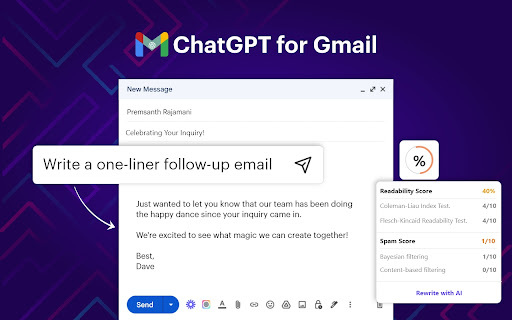 Gmail AI Assistant - Chrome Extension Website screenshot