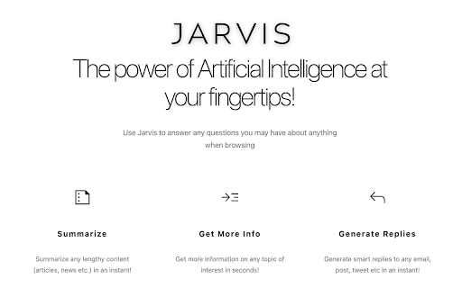 Jarvis - Chrome Extension Website screenshot