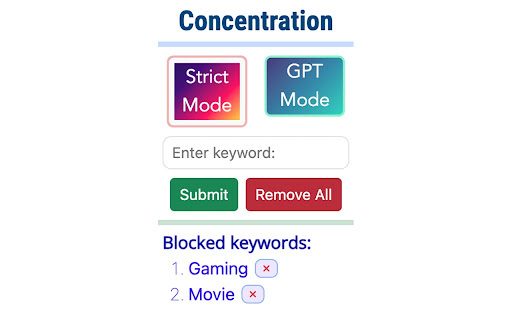 Concentration - Chrome Extension