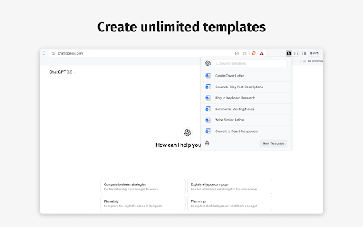 AI Prompt Template Builder - Chrome Extension Website screenshot