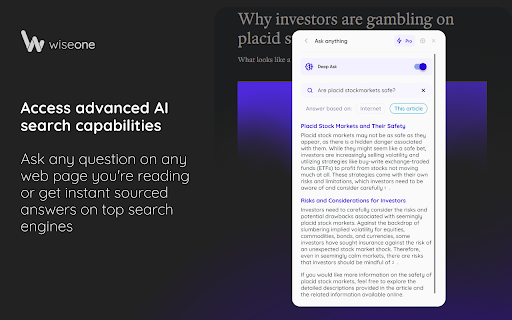 Wiseone - Chrome Extension Website screenshot