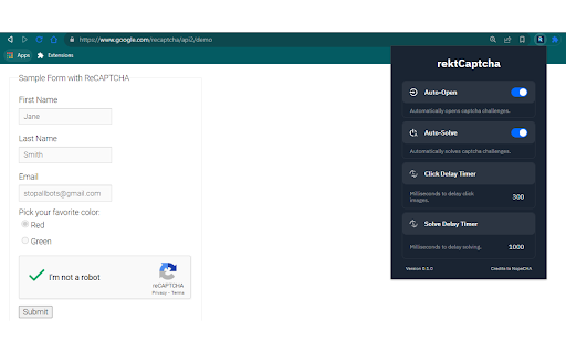 rektCaptcha - Chrome Extension