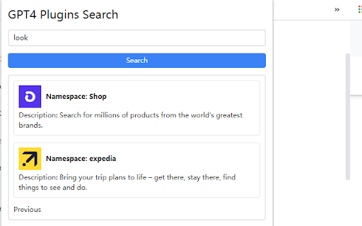 GPT4 Plugins Search - Chrome Extension