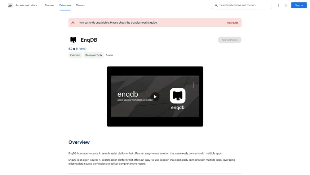 EnqDB - Chrome Extension Website screenshot