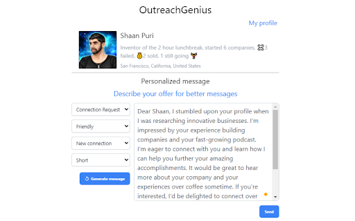 LinkedIn AI Outreach - Chrome Extension Website screenshot