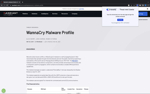 Cyware Threat Intel Crawler - Chrome Extension