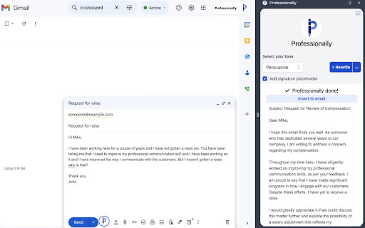 Professional Email Rephraser - Chrome Extension