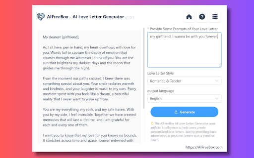 Love Letter Generator - Chrome Extension