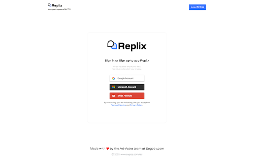 Replix AI - Chrome Extension Website screenshot