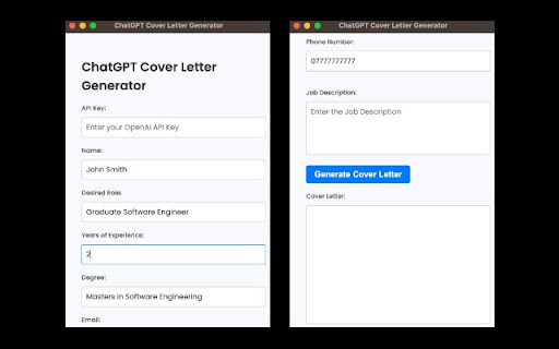 GPT Cover Letter Generator - Chrome Extension Website screenshot