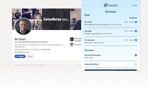 TALNT / Profile AI Chrome Extension - Chrome Extension Website screenshot