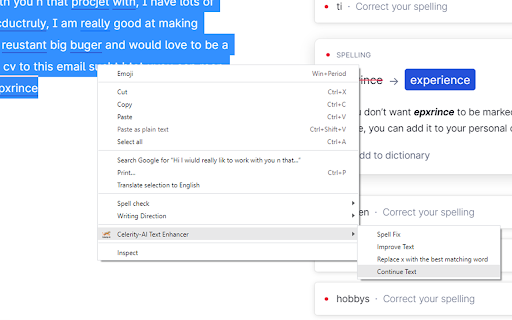 Celerity-AI Text Enhancer - Chrome Extension