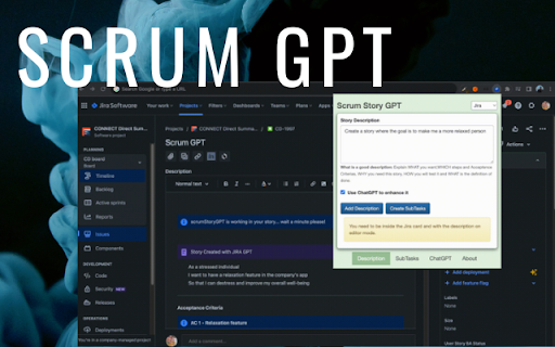 Scrum Story GPT - Chrome Extension Website screenshot