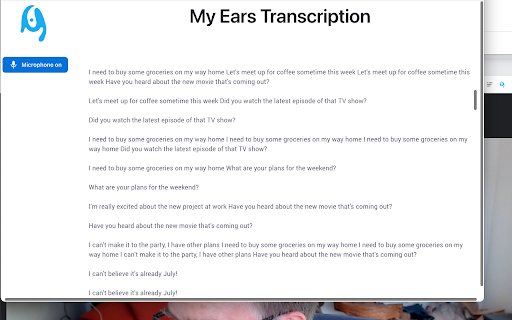 Tab Audio Transcription - Chrome Extension