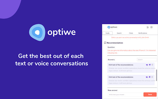 Optiwe - Chrome Extension Website screenshot