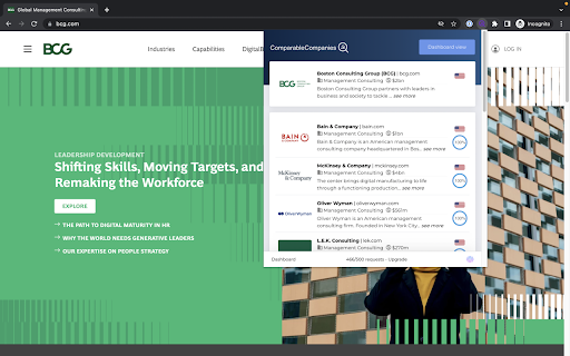 Comparable Companies Finder - Chrome Extension